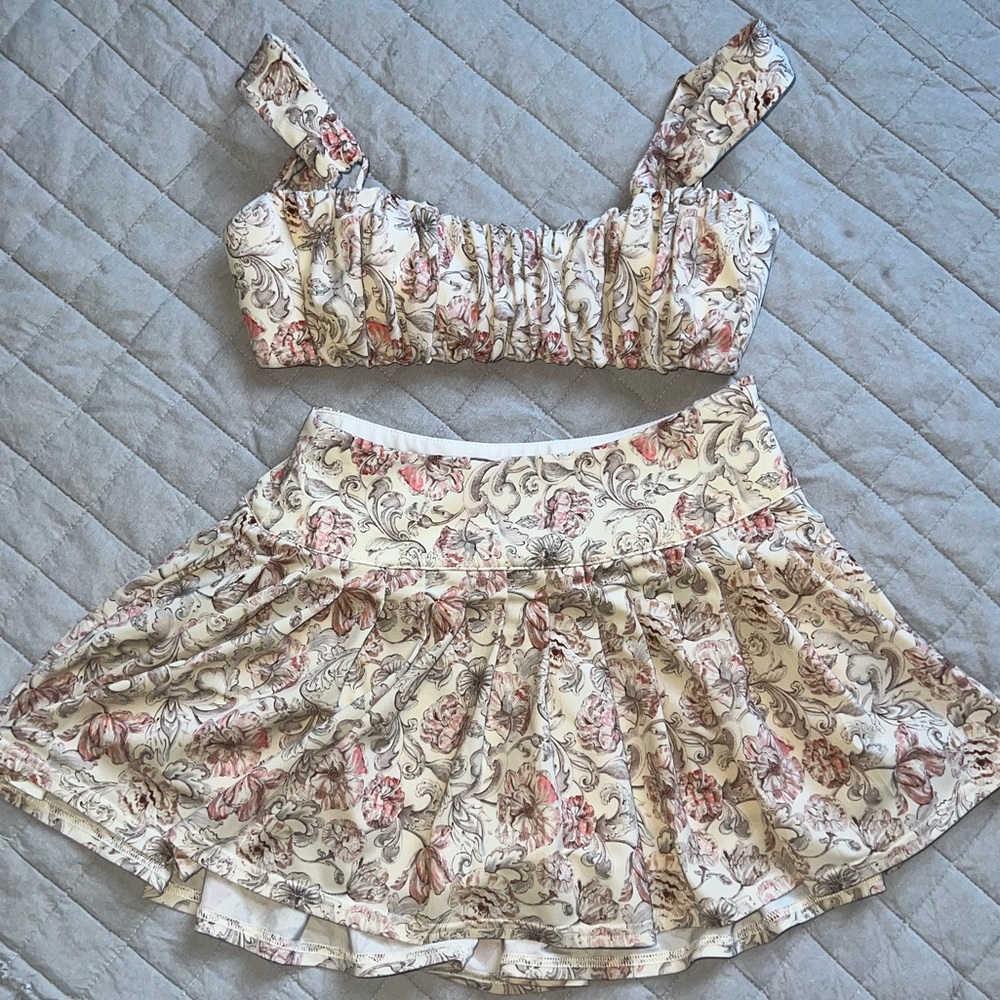 Montce Venecia floral tennis mini skirt and a matching crop top